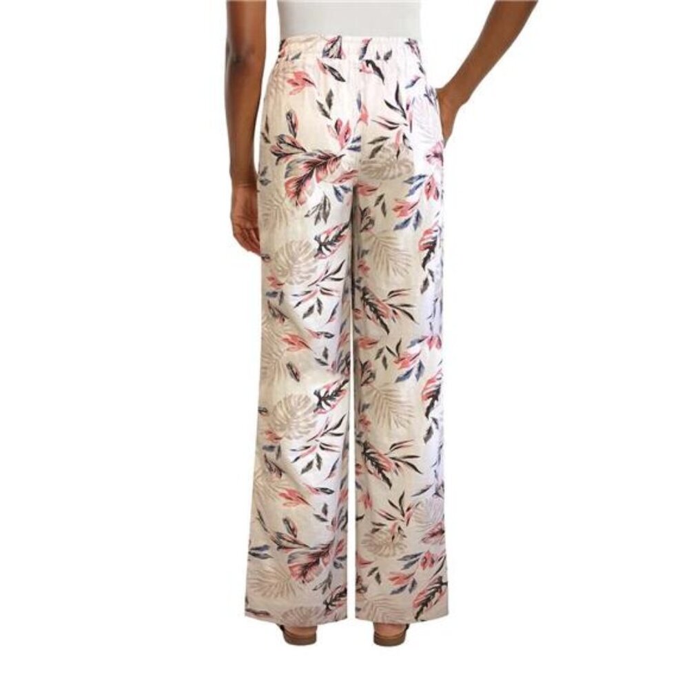 Briggs Womens Linen Blend Pants (Tan Floral Pattern, Small) - Picture 3 of 3